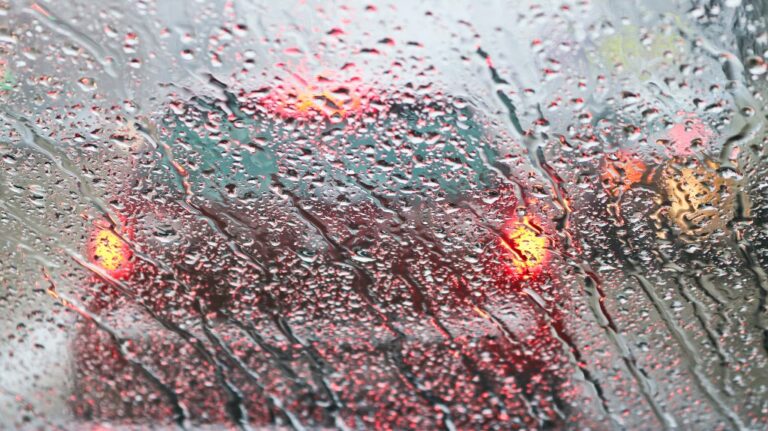 View from the car windscreen during rain
